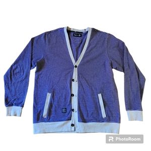 L.R.G.Lifted Research Group Mens Purple Cardigan Sweater